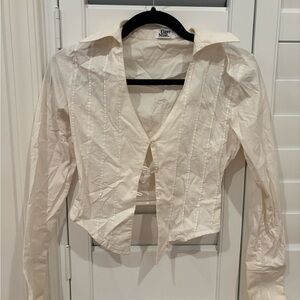 Tiger Mist Cream Long Sleeve Suit Style Women's Top